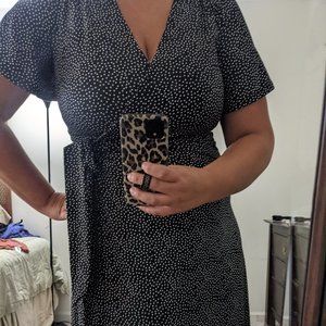Polka dot high low wrap dress L/XL